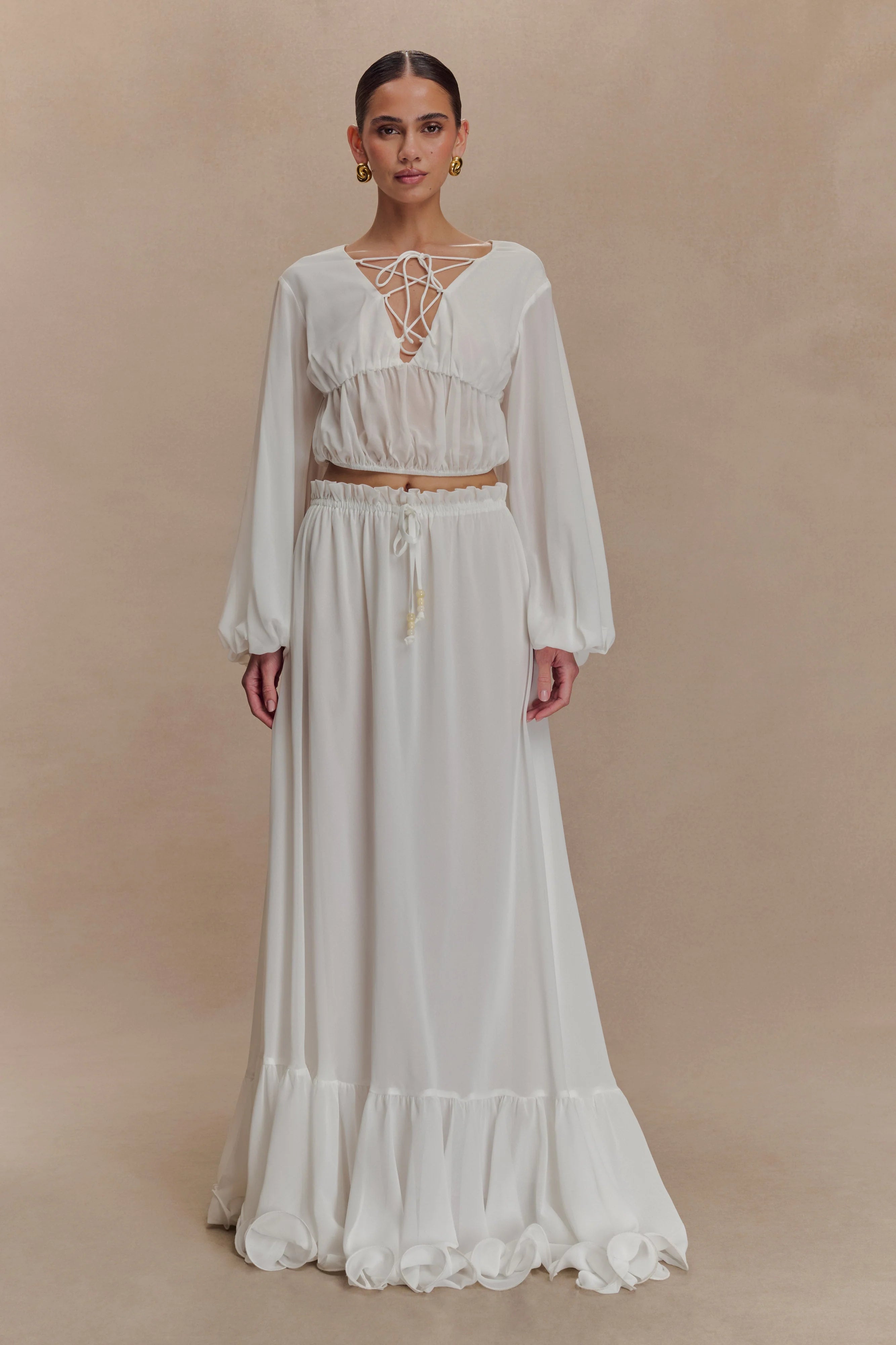 Carlie Chiffon Maxi Skirt Ivory