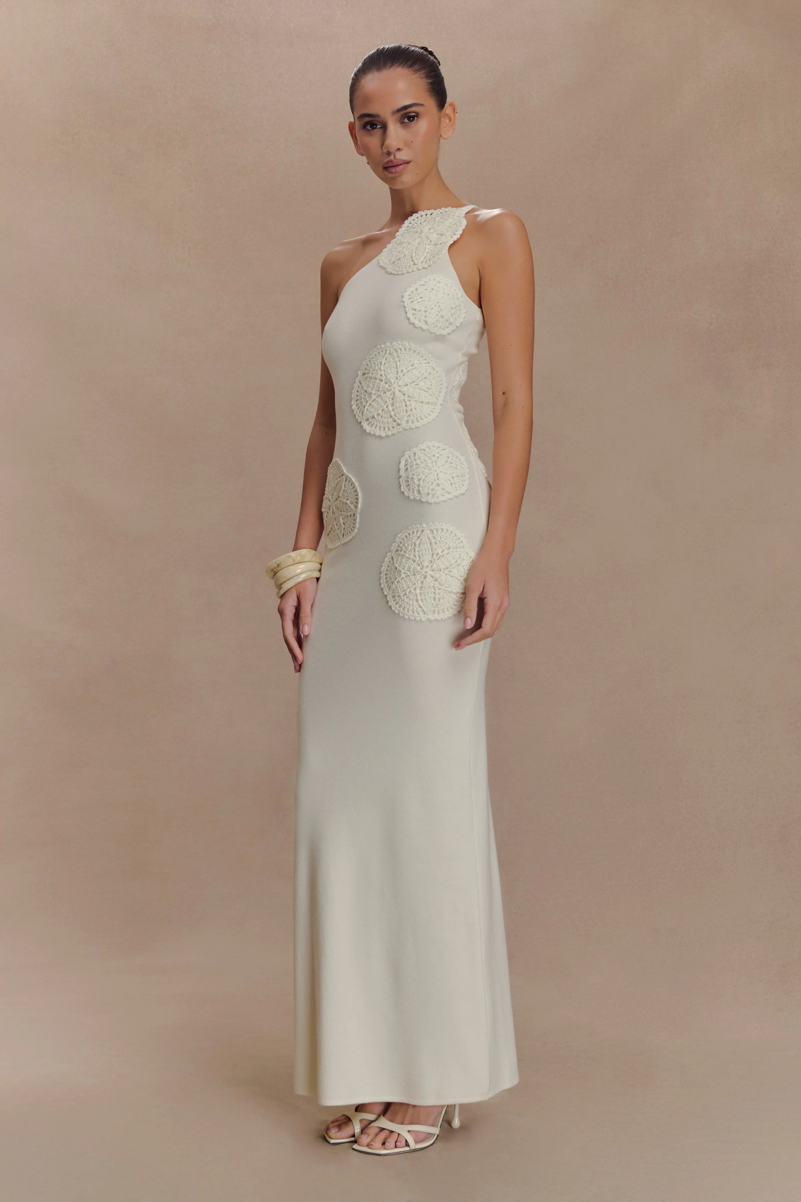 Teneika Crochet Knit Maxi Dress Ivory