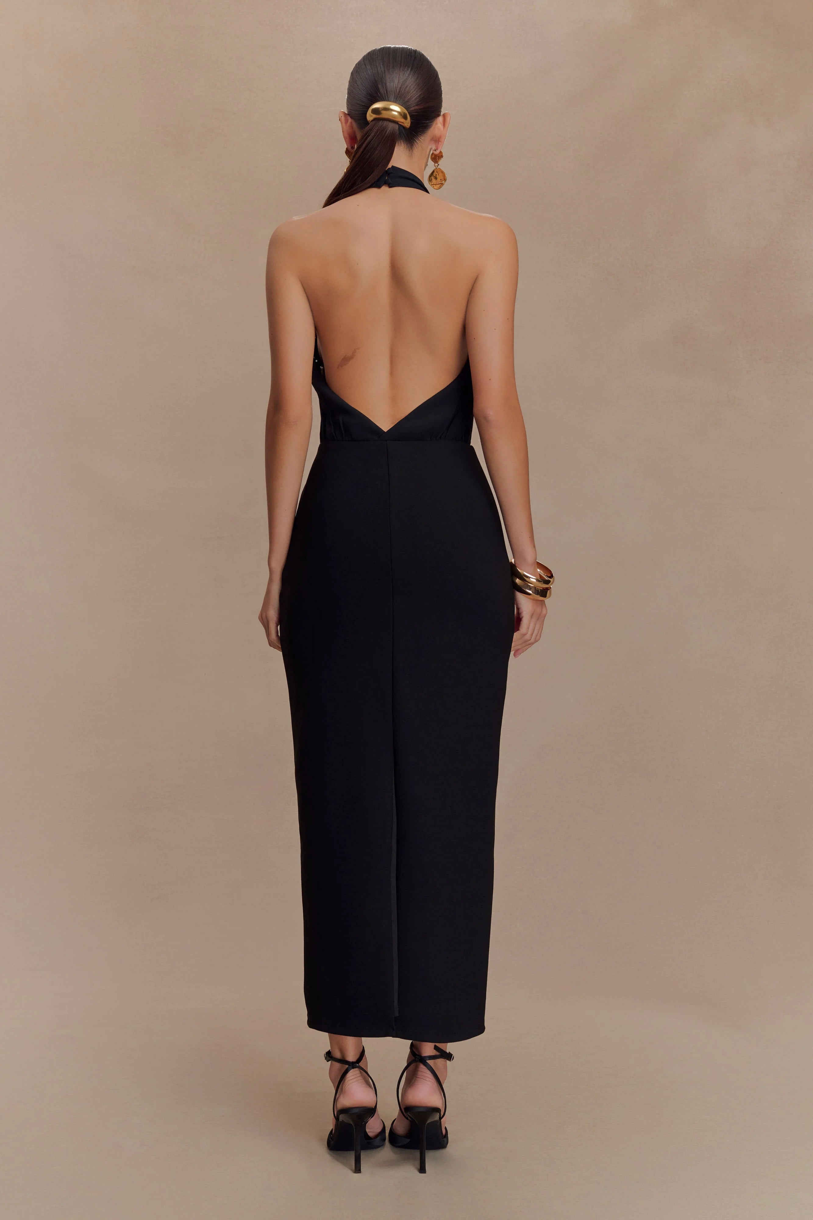 Mierah Halter Midi Dress Black