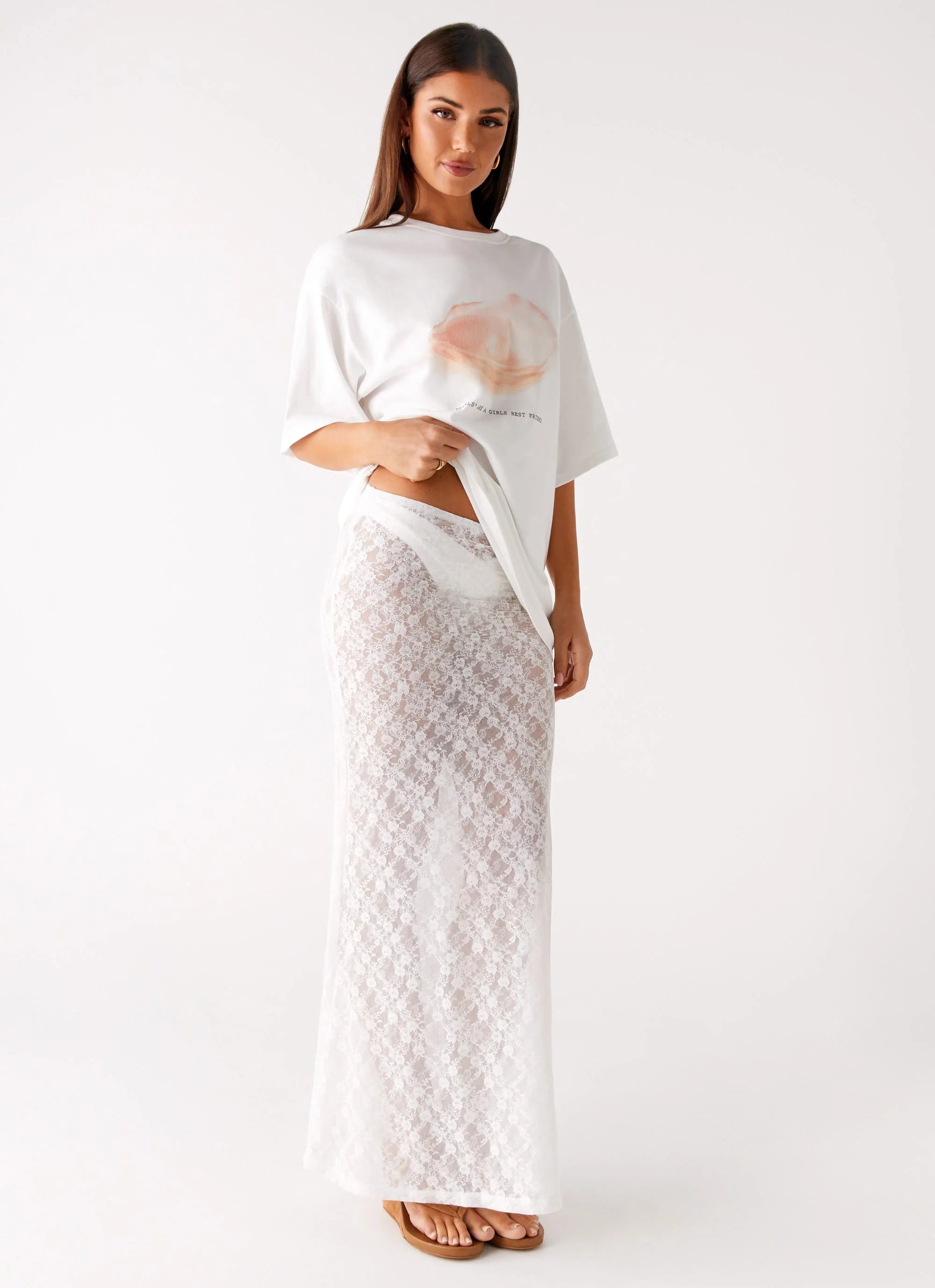 Jaz Lace Maxi Skirt White