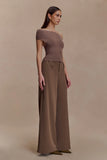 Carley Off Shoulder Knit Top Cacao Brown
