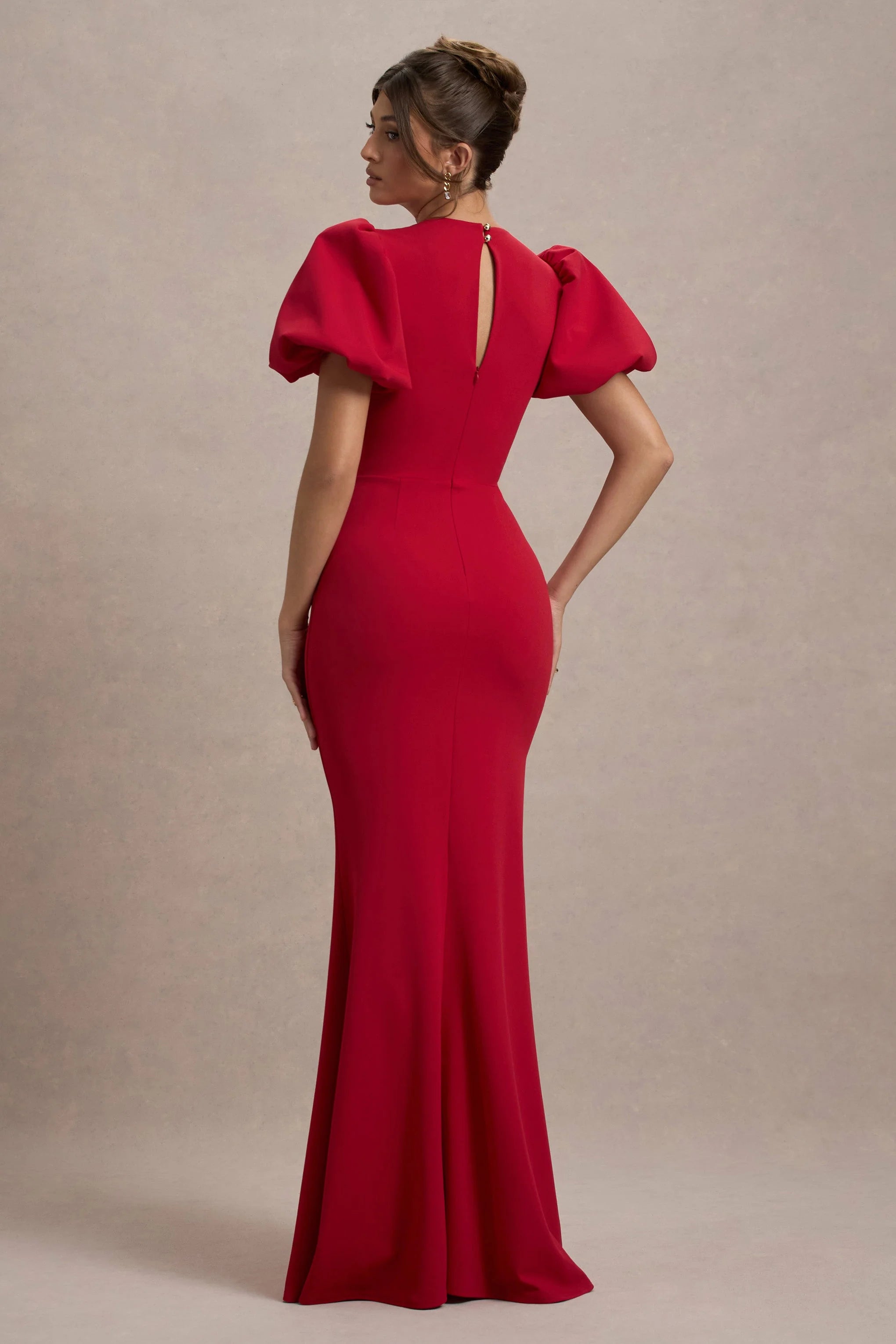 Love Letters Red Puff Sleeve Maxi Dress