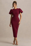 Dakota Burgundy Puff Sleeve Midi Dress