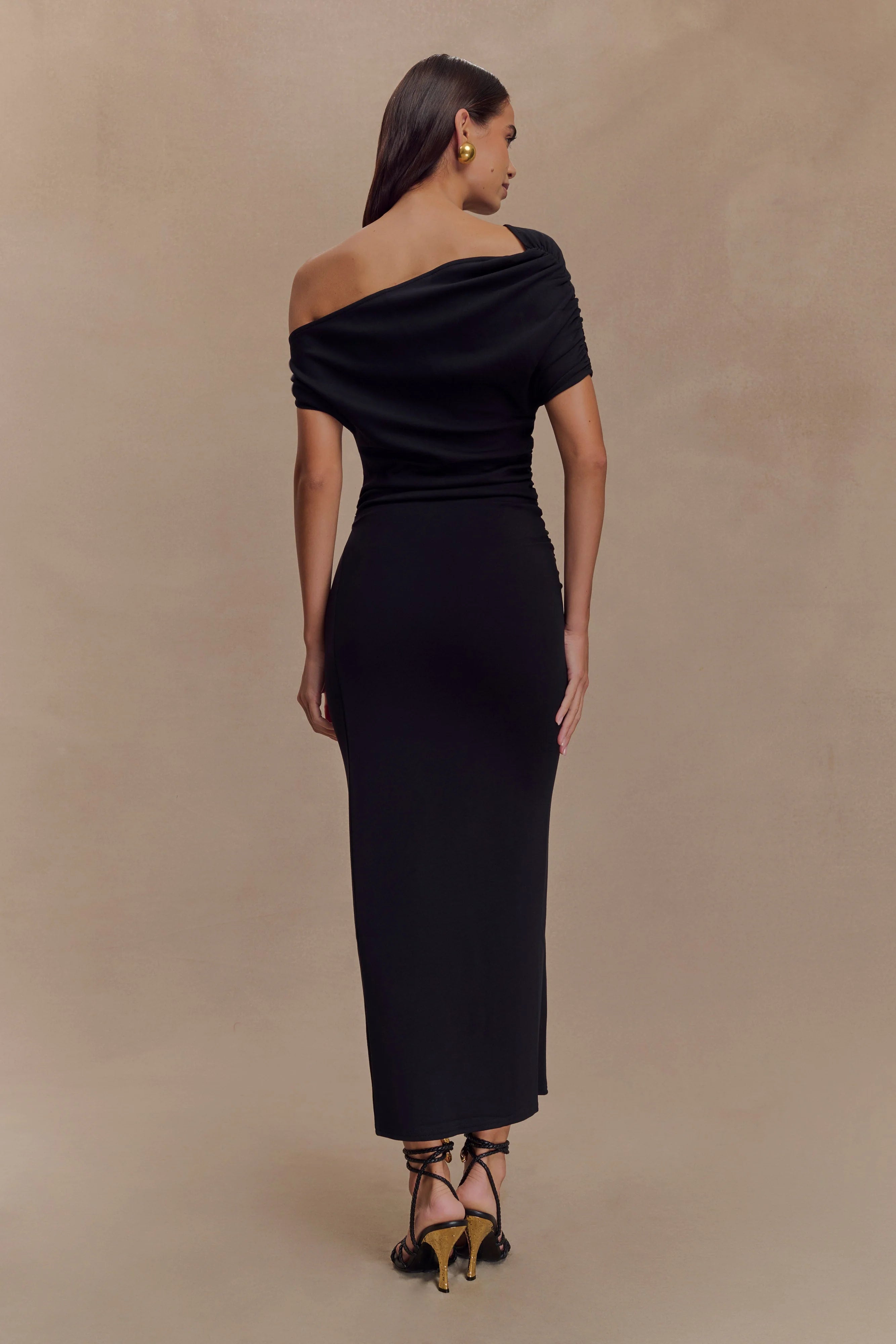 Kendra Scuba Jersey Midi Dress With Hardware Black