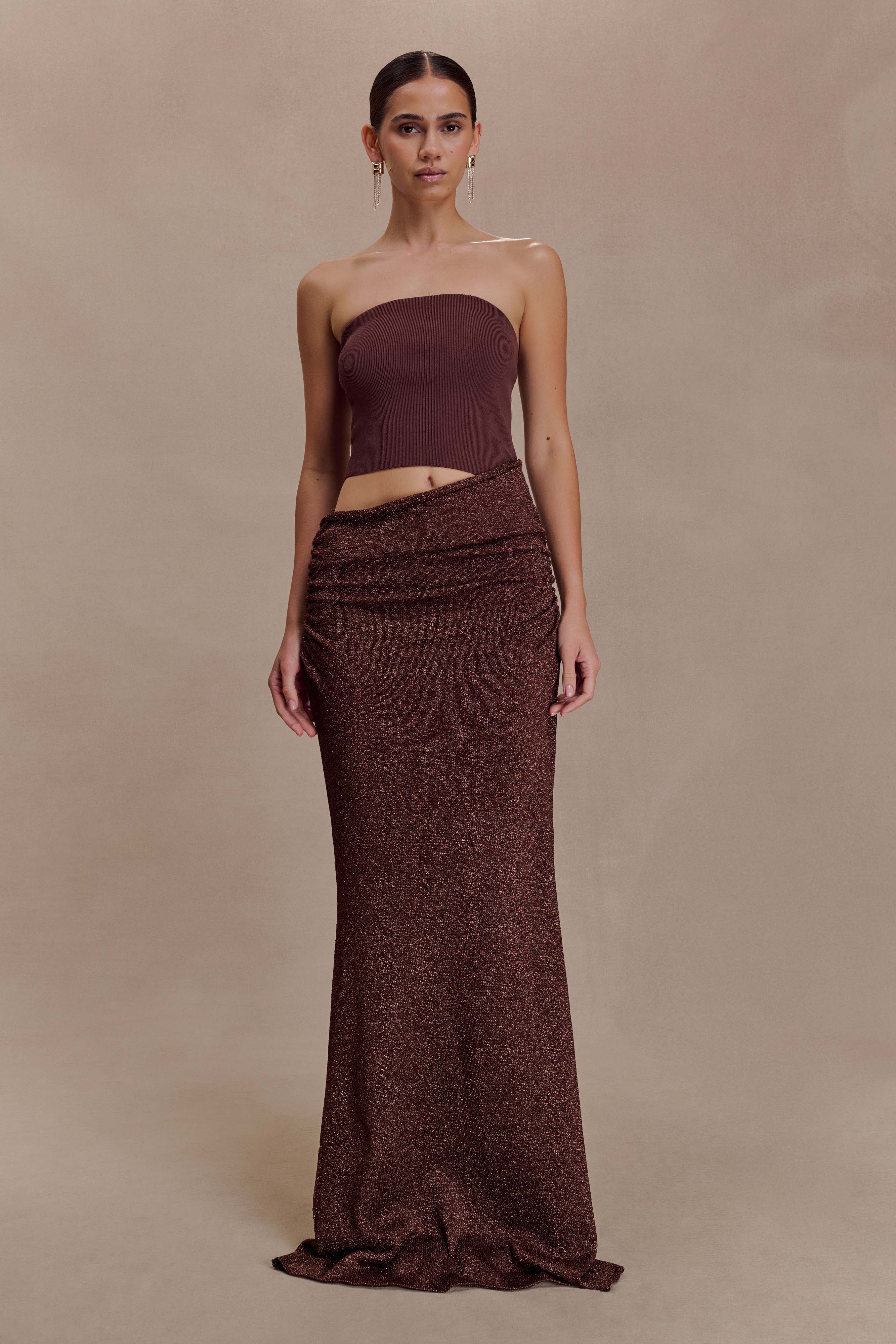 Jasiel Strapless Knit Maxi Dress Chocolate