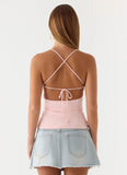 Leon Distressed Denim Mini Skirt - Light Blue Wash