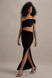 Milos Black One Shoulder Cut Out Maxi Dress With Split