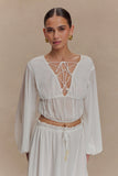 Carlie Chiffon Cross Tie Top Ivory