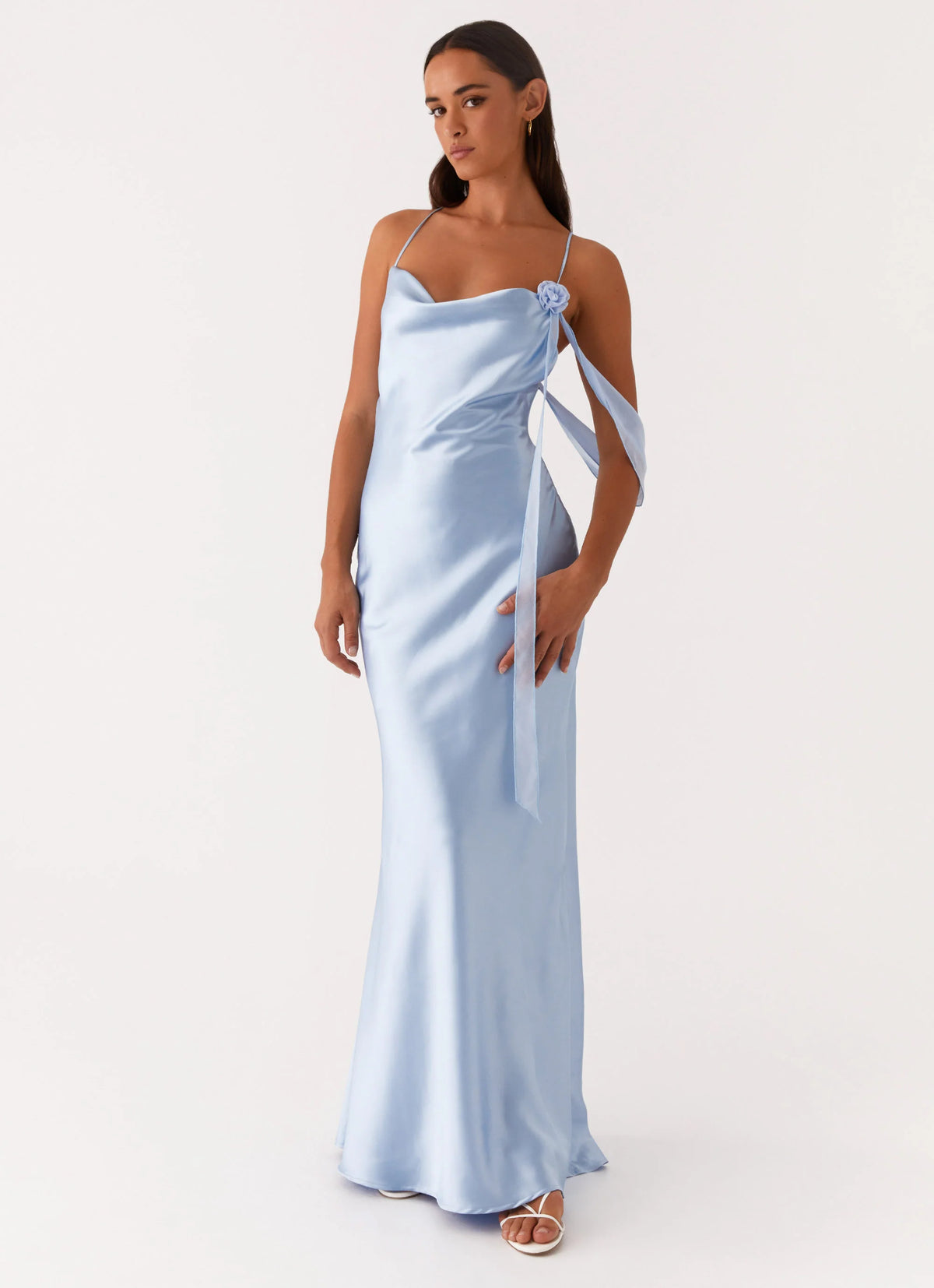 Too Sweet Satin Maxi Dress Blue