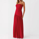 Women Tube Top Dress Tiger Stripe Mesh Patchwork Maxi Dress Strapless Sexy High Slit Long Dresses Beach Vacation
