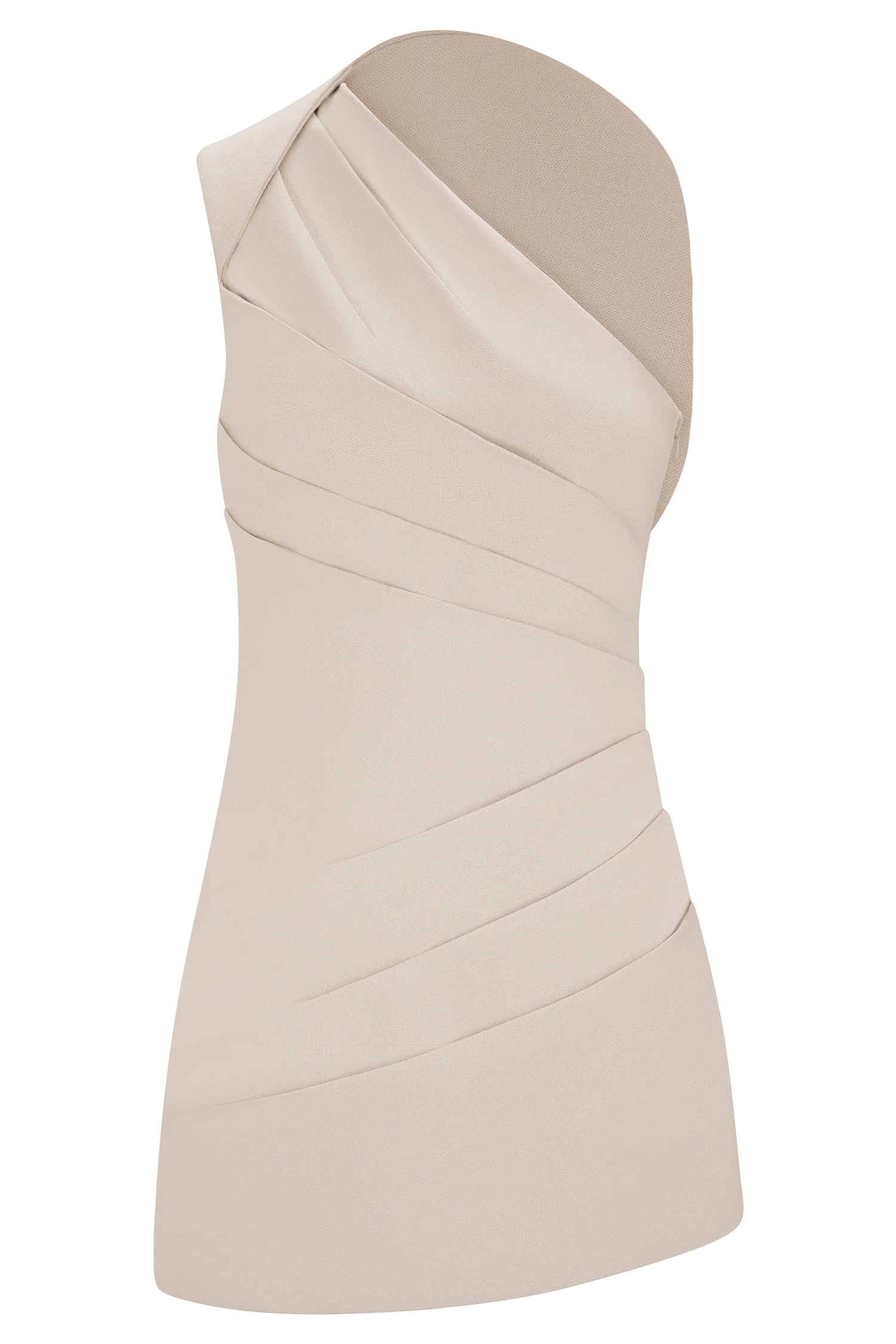 Helena One Shoulder Linen Mini Dress Natural Beige