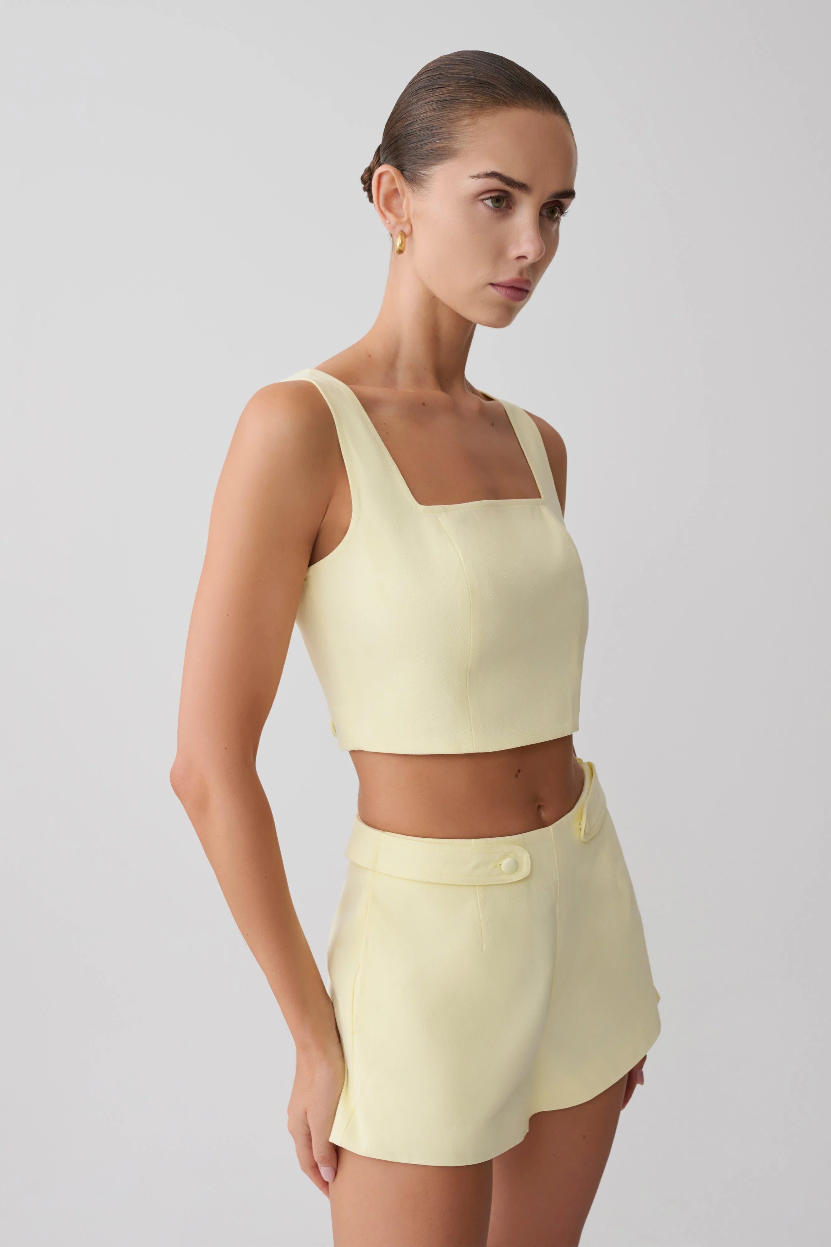 Josephine Crop Top With Open Back Lemon