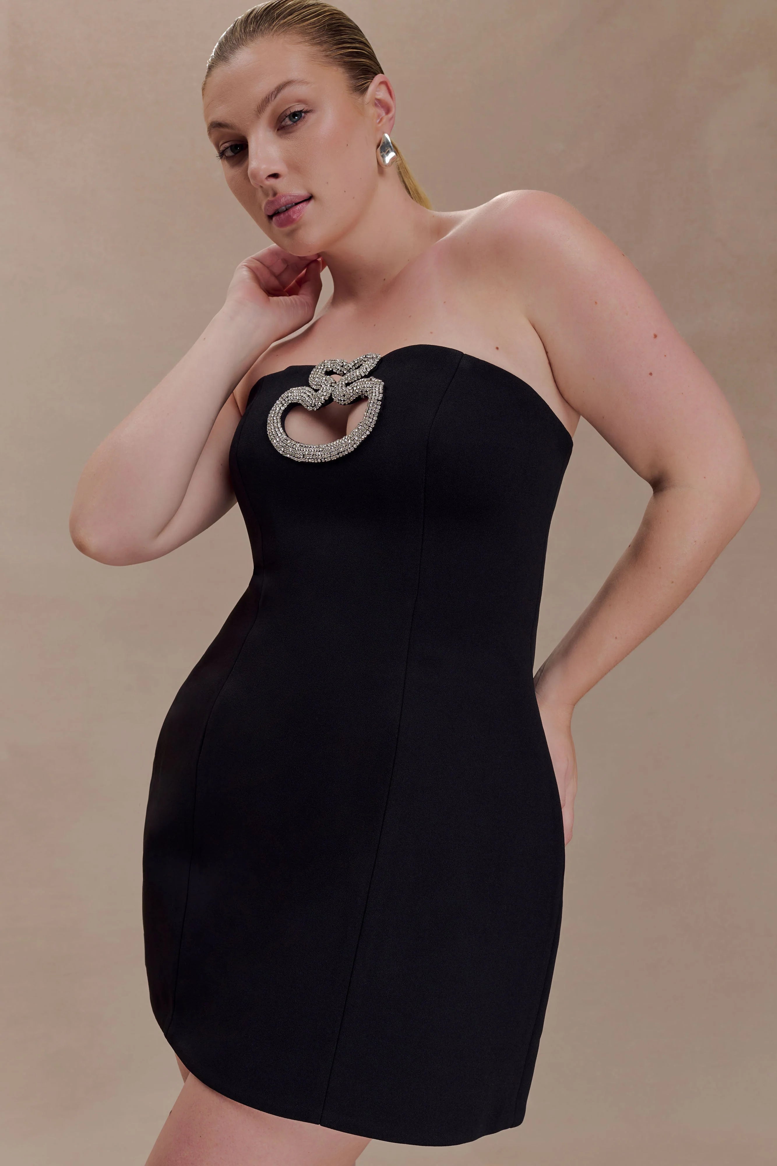 Hilda Embellished Strapless Mini Dress Black