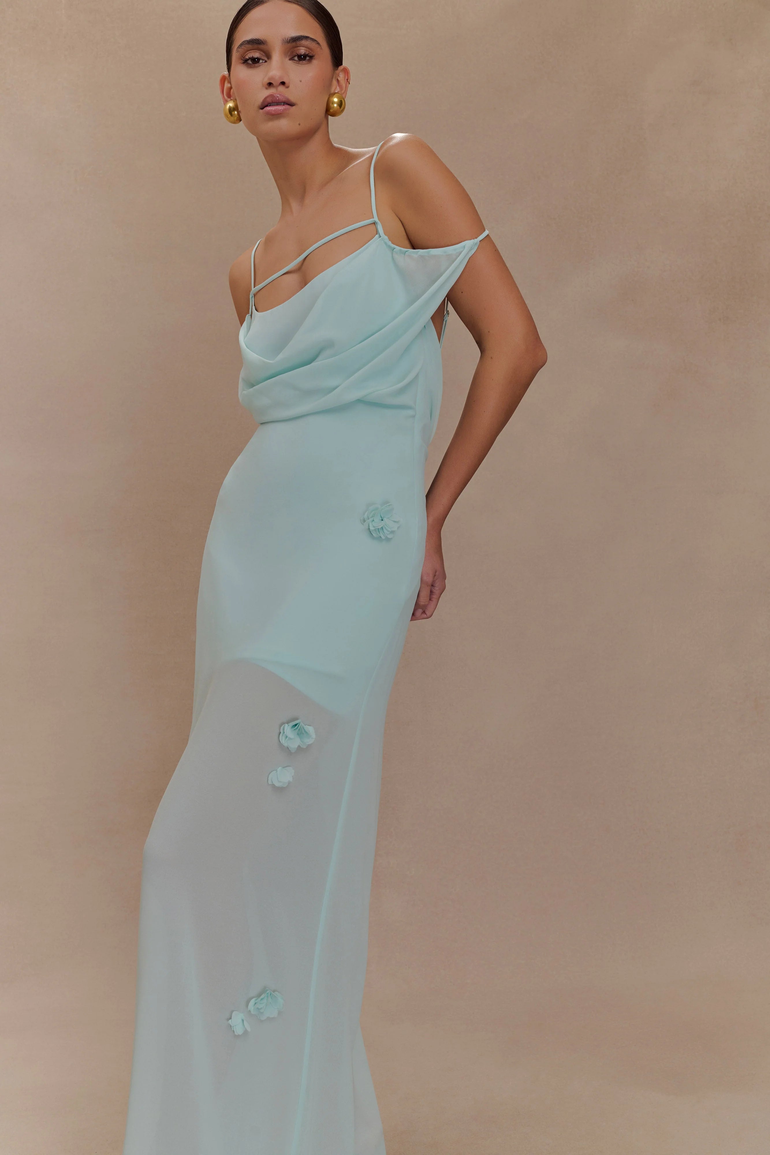 Rosalie Floral Chiffon Maxi Dress Lagoon