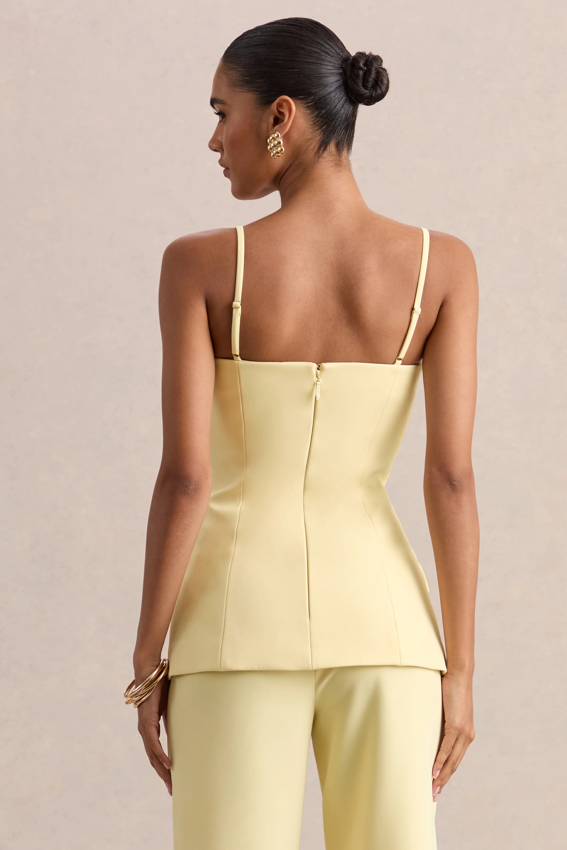 Lunivra Lemon Square Neck Tailored Top