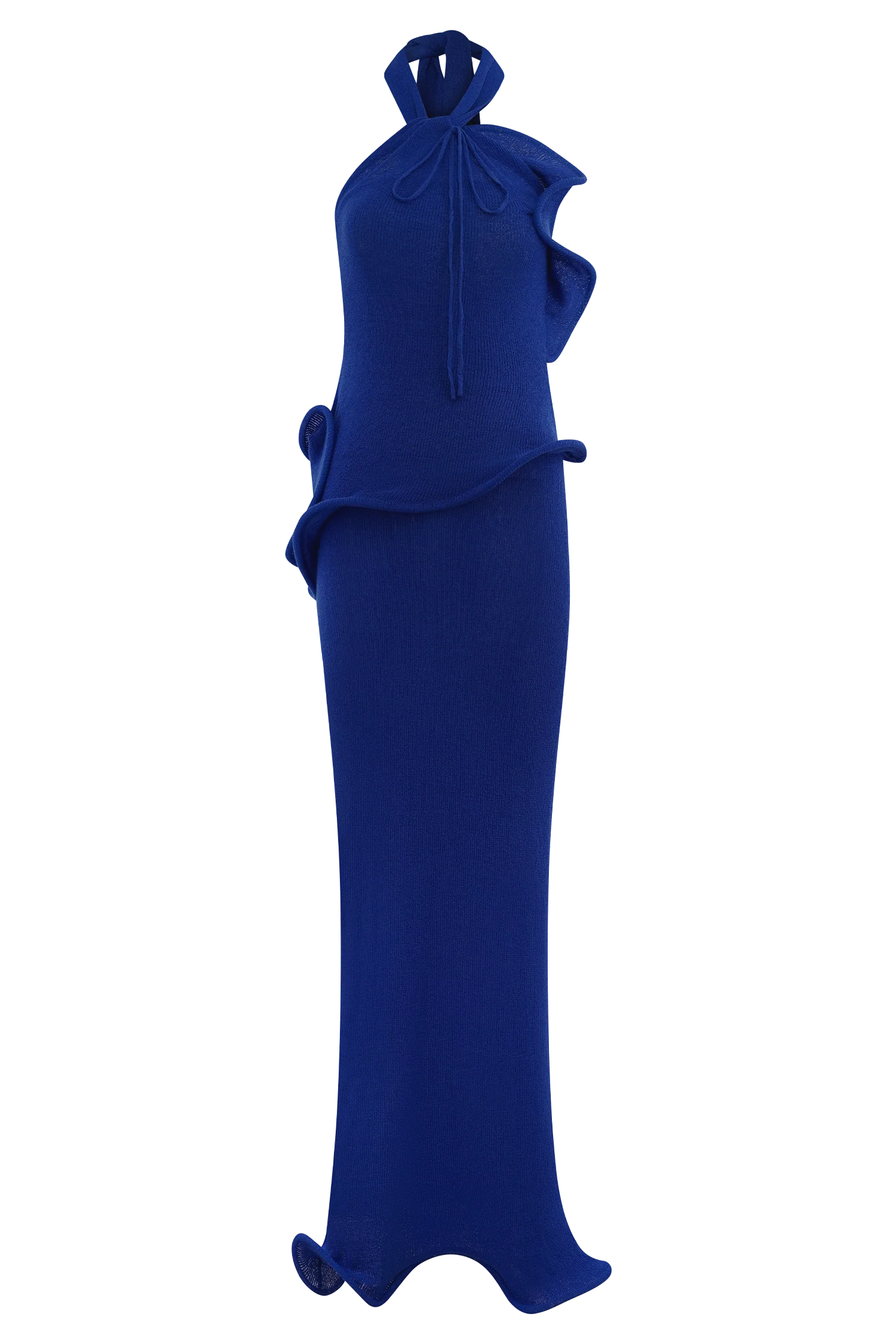 Caprice Halter Knit Maxi Dress Cobalt