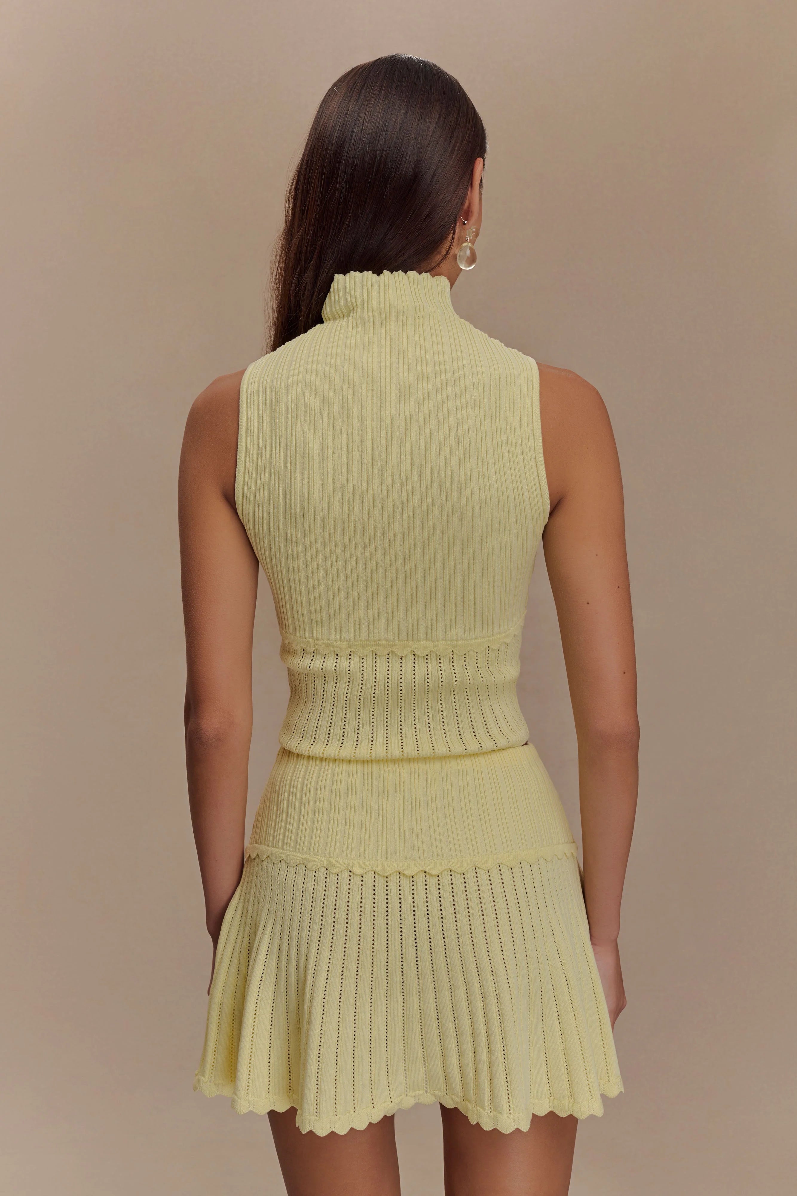 Indy Pointelle Knit Mini Skirt Lemon