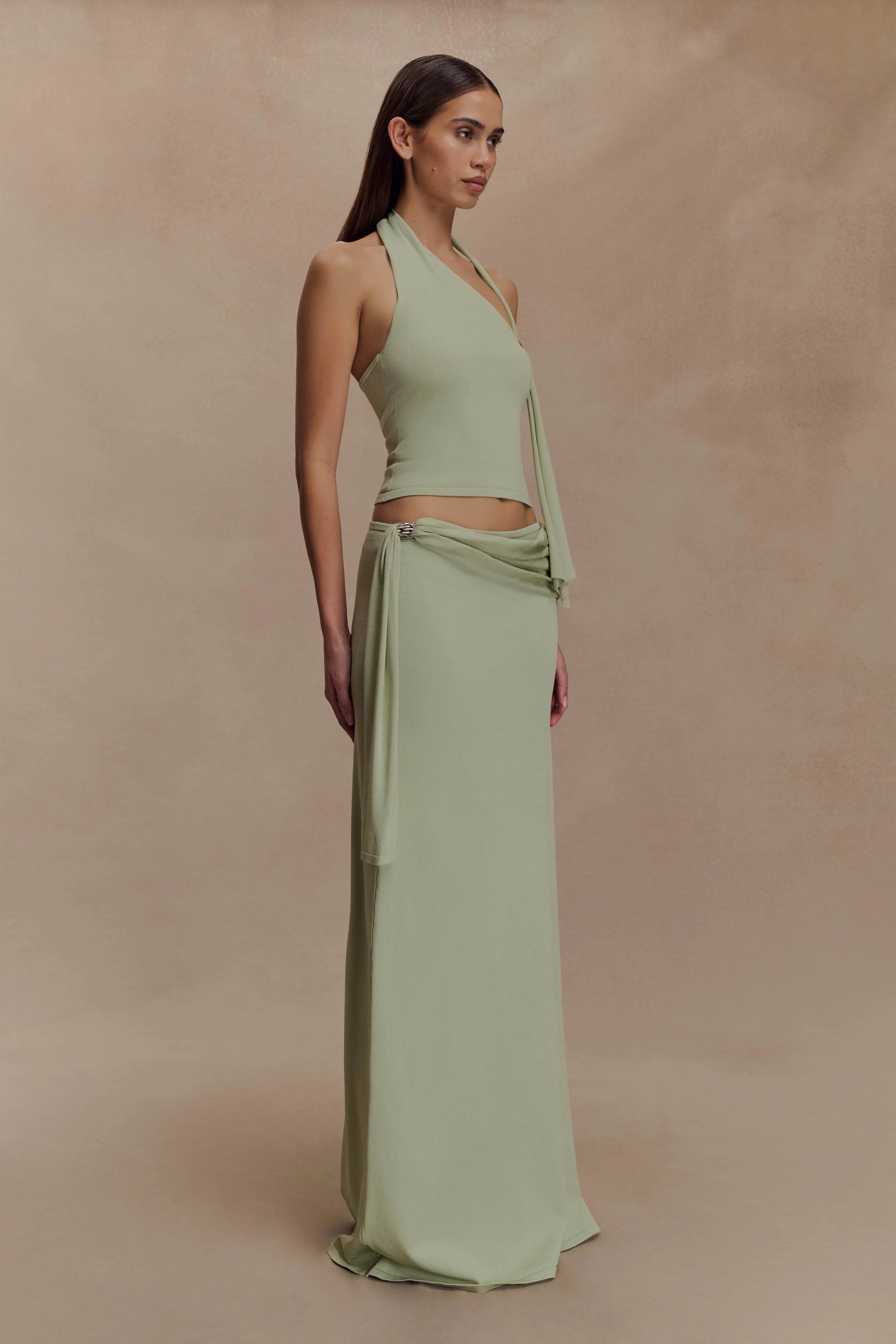 Xanthia Knit Halter Top Pastel Green