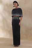 Fabiana Black Hand Embellished Maxi Skirt