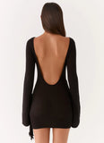 Niella Long Sleeve Wrap Mini Dress Black