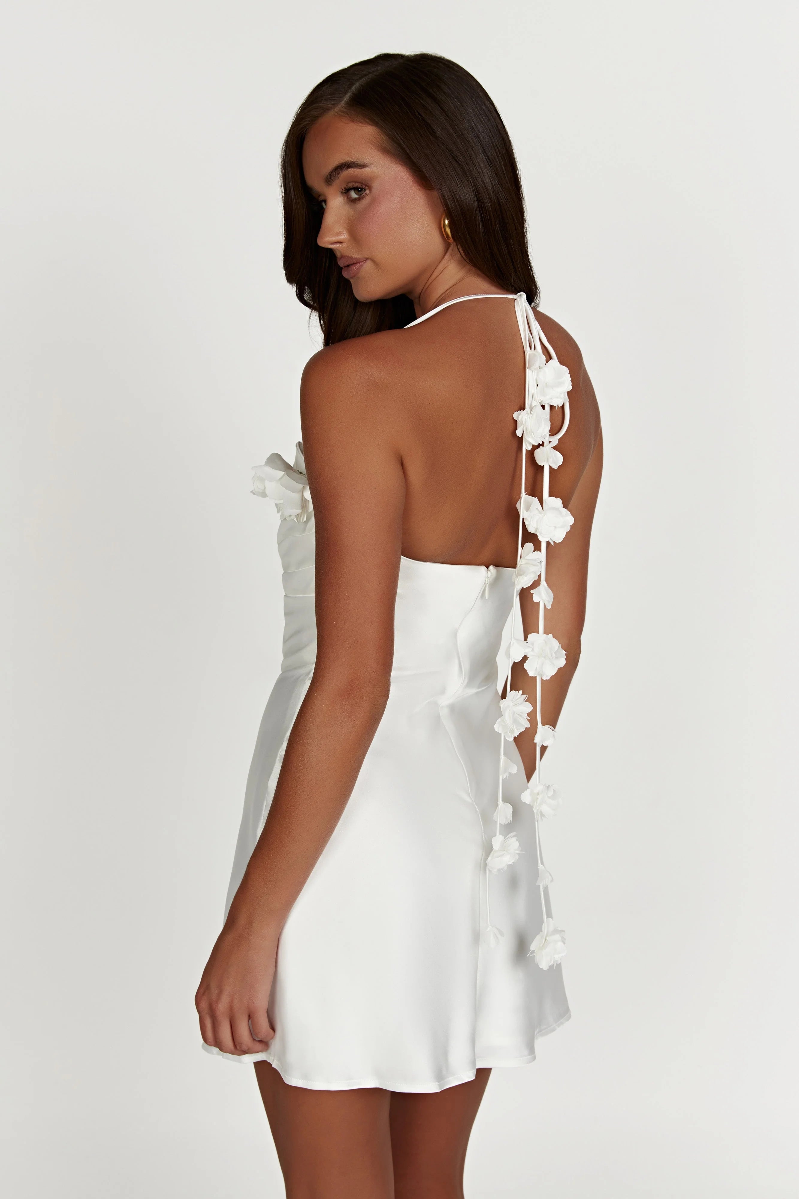 Otillie Rose Halter Mini Dress White