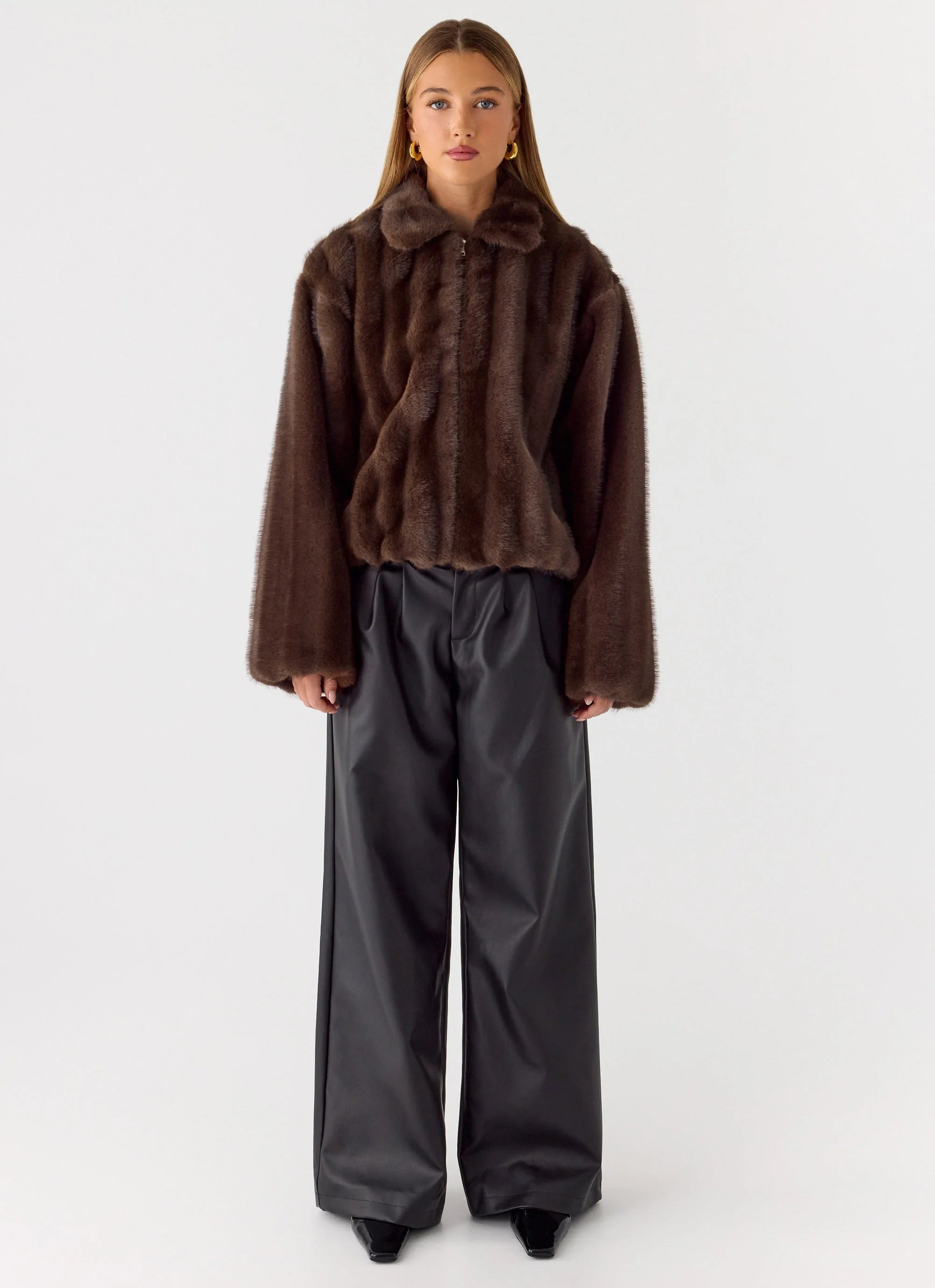 Naylor Faux Fur Jacket Chocolate