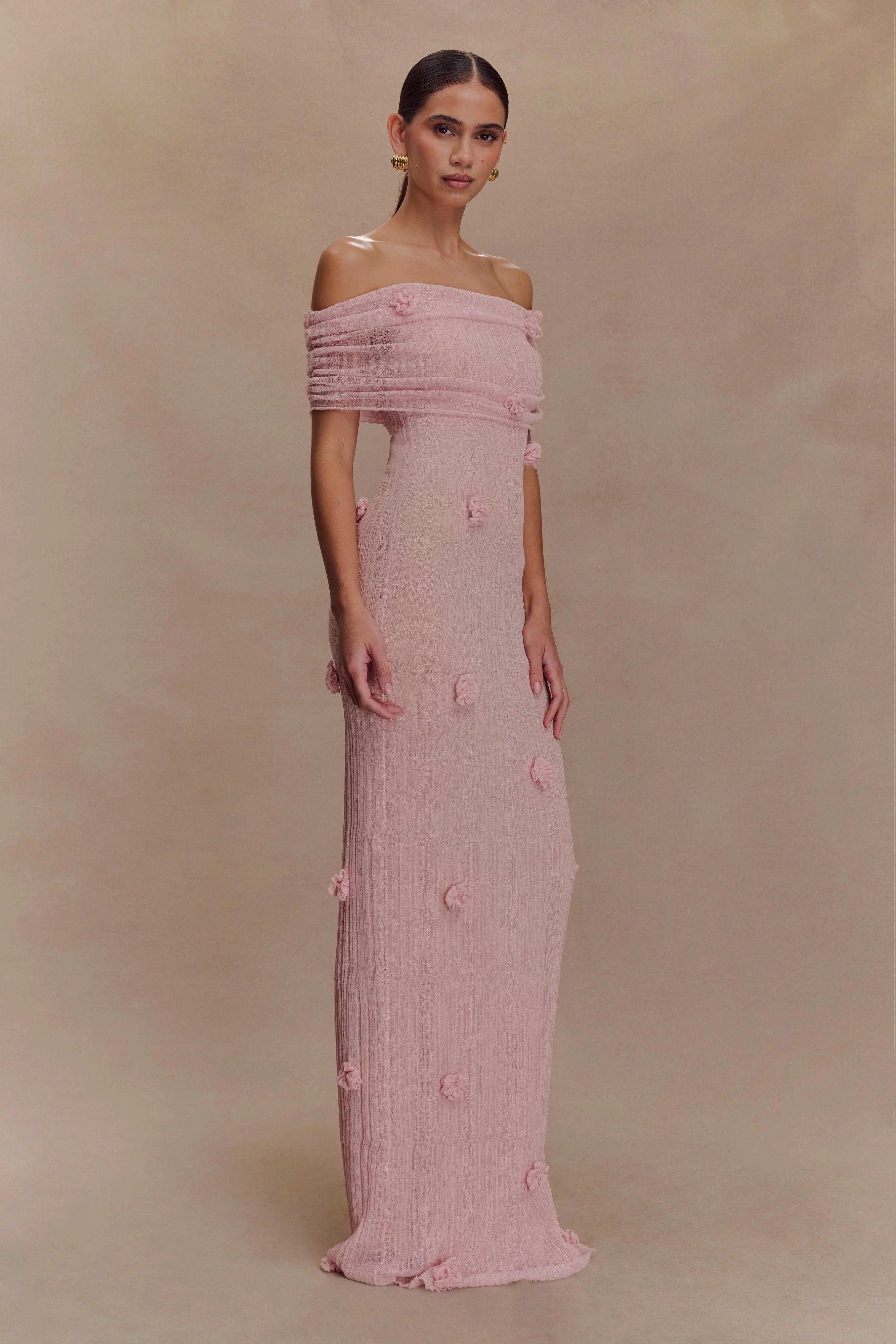 Brynn Orchid Knit Maxi Dress Pastel Pink