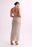 Stassie Strapless Rose Diamante Maxi Dress Nude