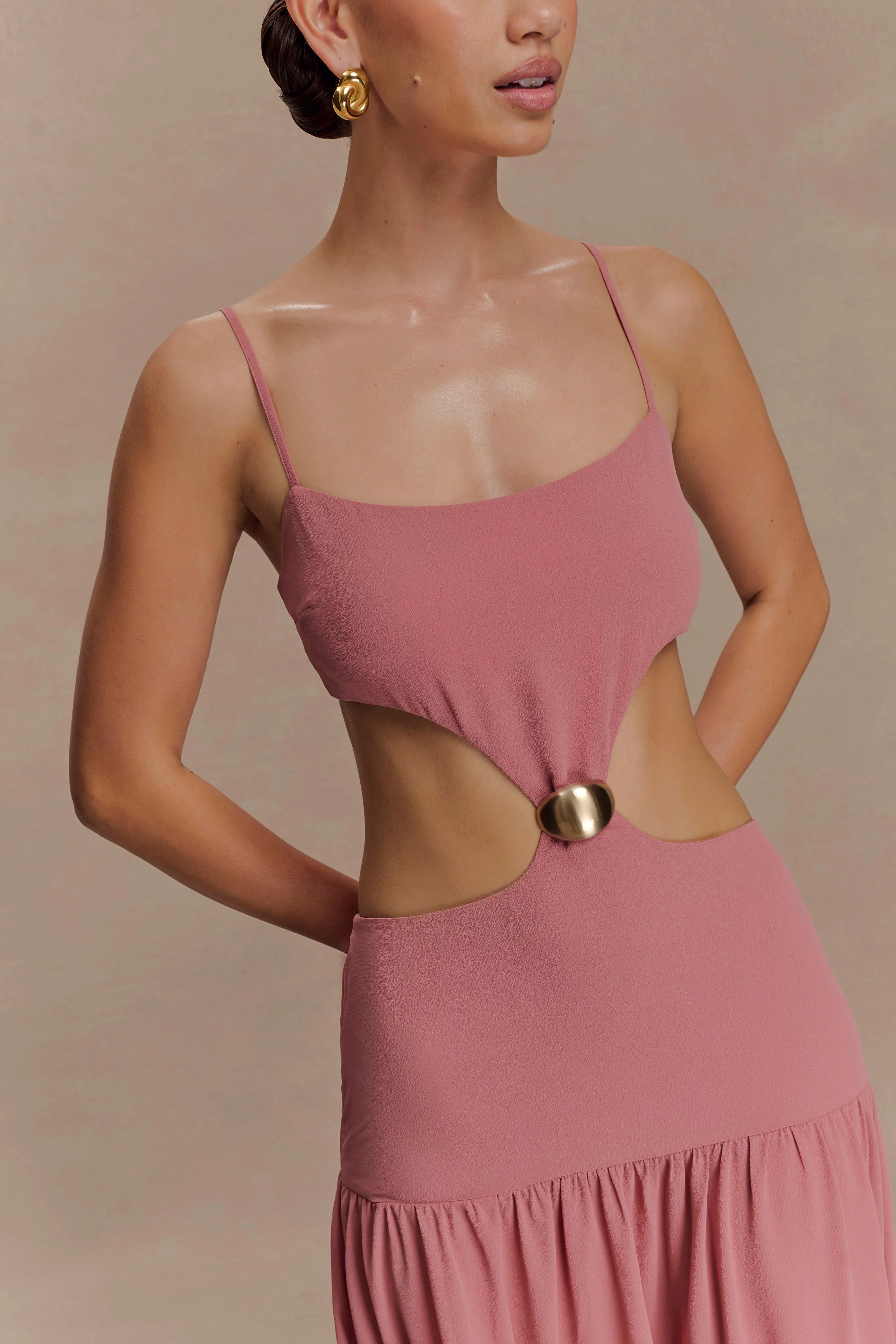 Georgina Chiffon Midi Dress Burnt Rose