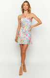 Ellie Floral Print Strapless Mini Dress