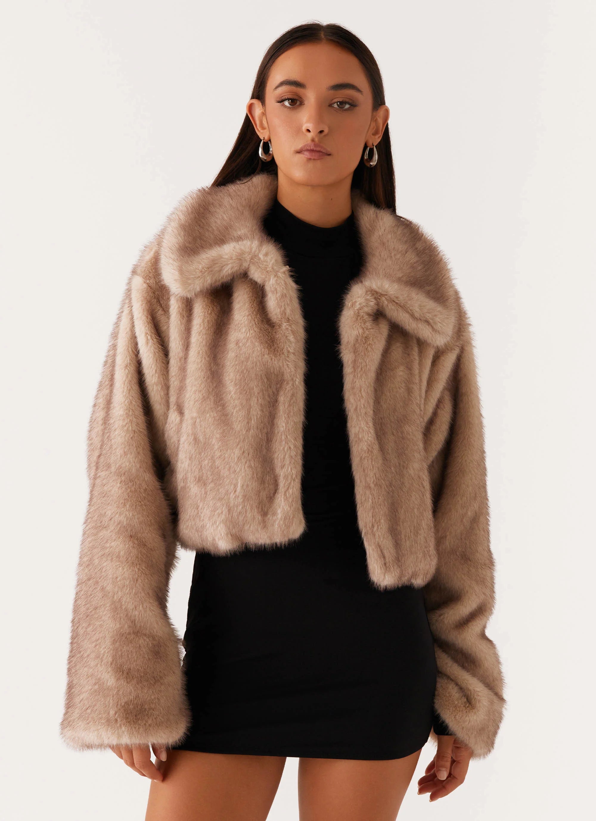 Yasmina Faux Fur Jacket Beige