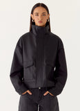 James PU Bomber Jacket Black