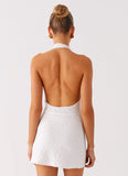 Love Line Halter Mini Dress White