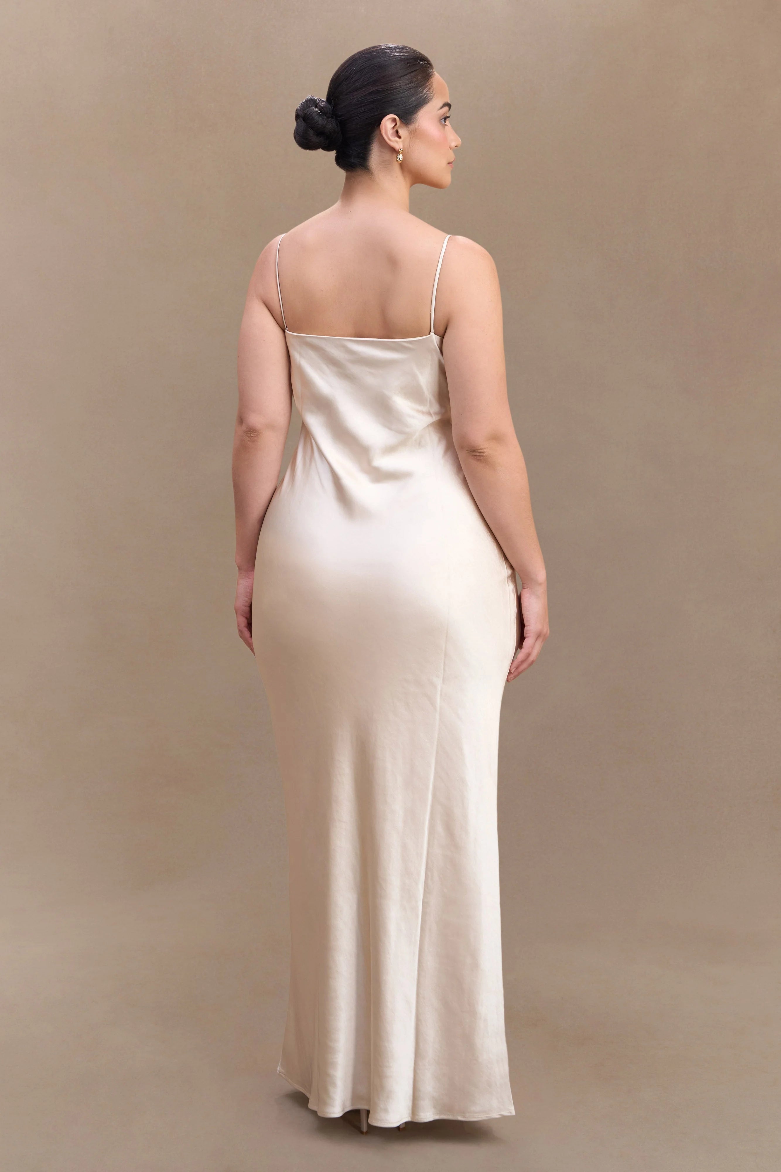 Lilly Sweetheart Satin Maxi Dress Blush Gold