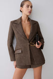Romy Structured Blazer With Hardware Herringbone