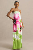Ellery Lime Floral Print Bandeau Maxi Dress