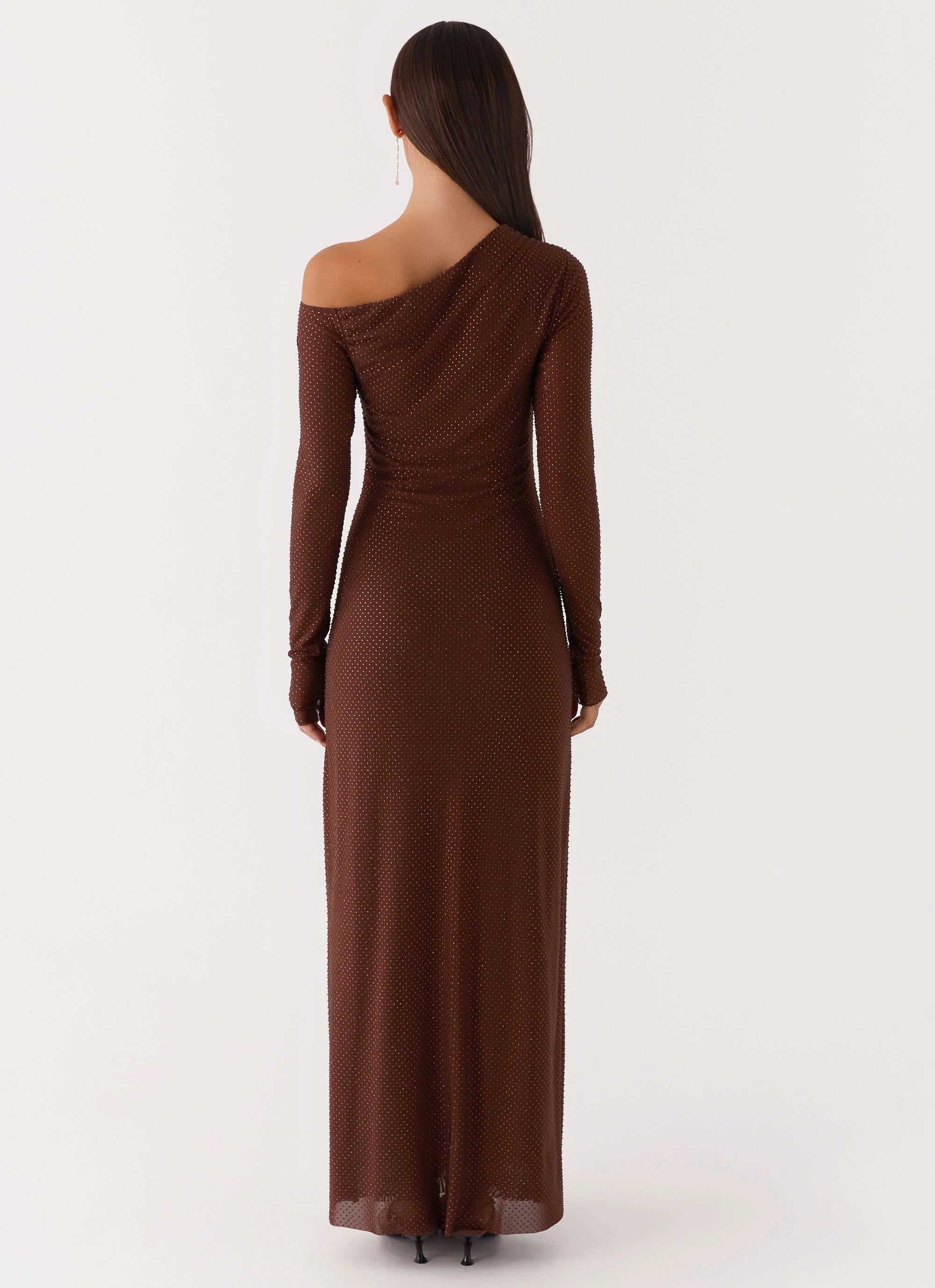 Oriana Sequin Maxi Dress Chocolate