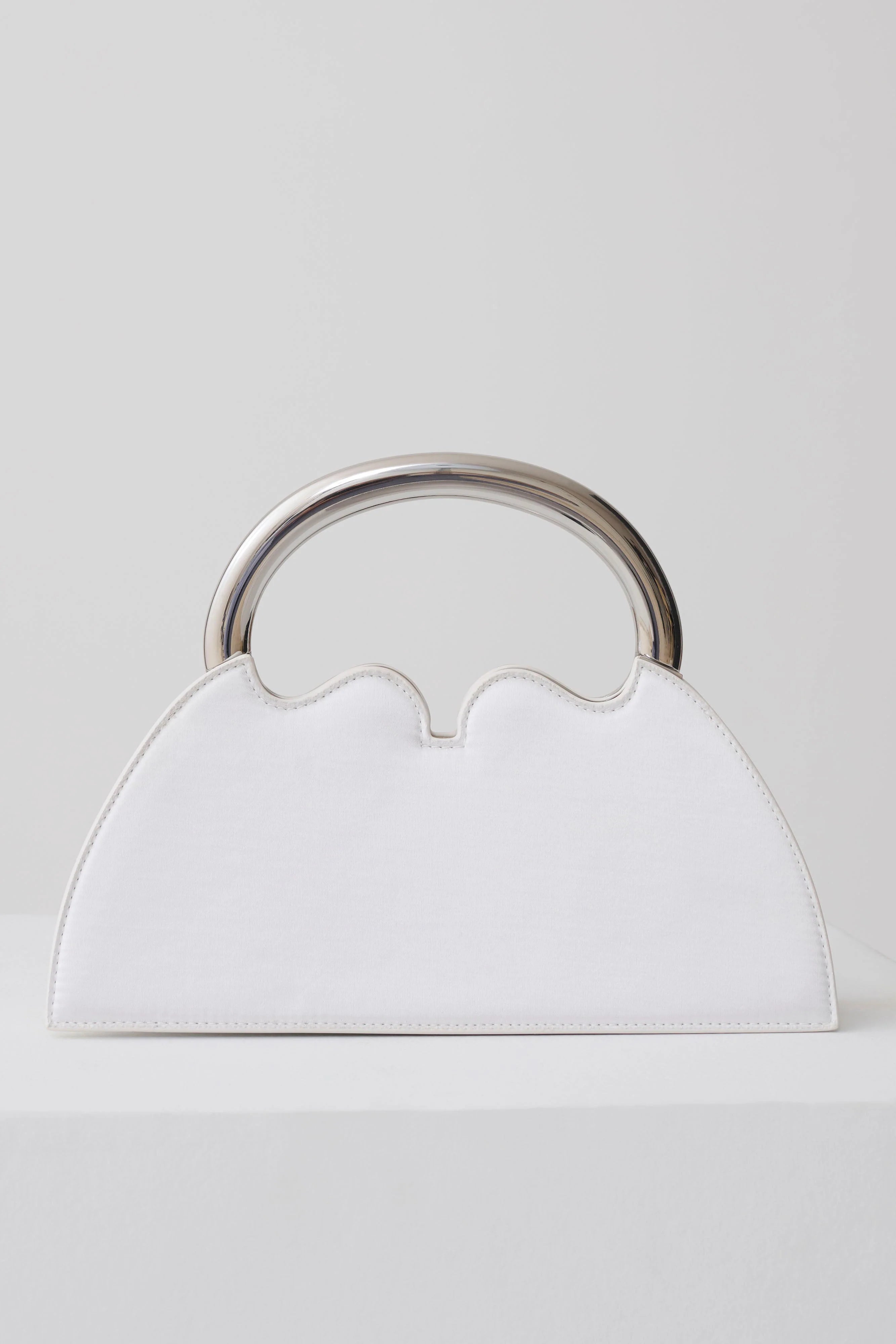 Elianne Satin Frame Clutch Bag White