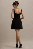 Corey Black White Sweetheart Mini Dress With Bow Details