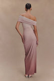Cassandra Off Shoulder Slinky Maxi Dress Neutral Ombre