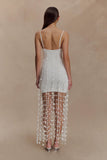 Tove Hand Knit Flower Mini Dress White