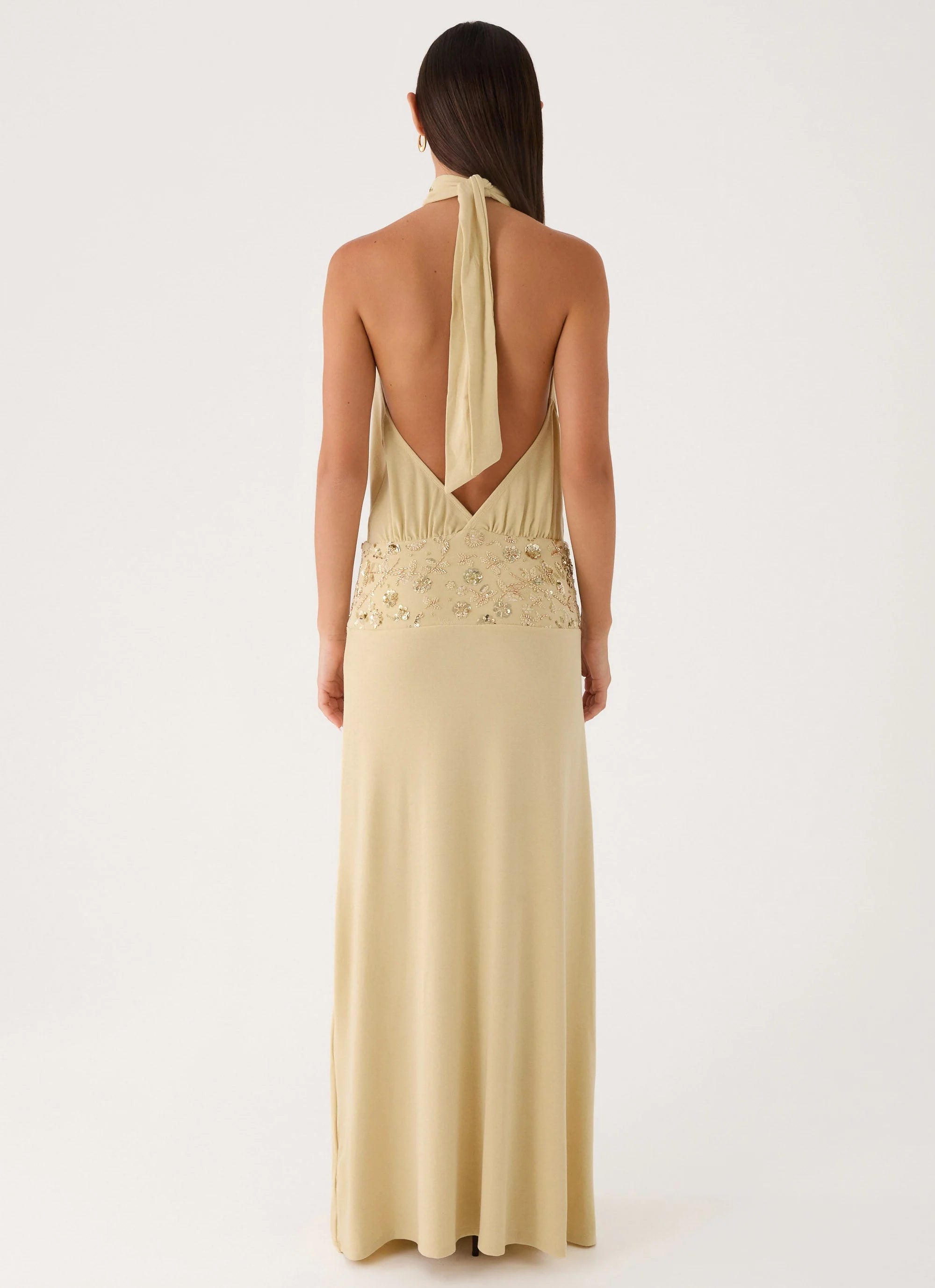 Donyale Halter Maxi Dress Pale Olive