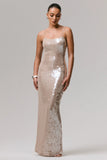 Vermont Nude Sequin Square Neck Maxi Dress