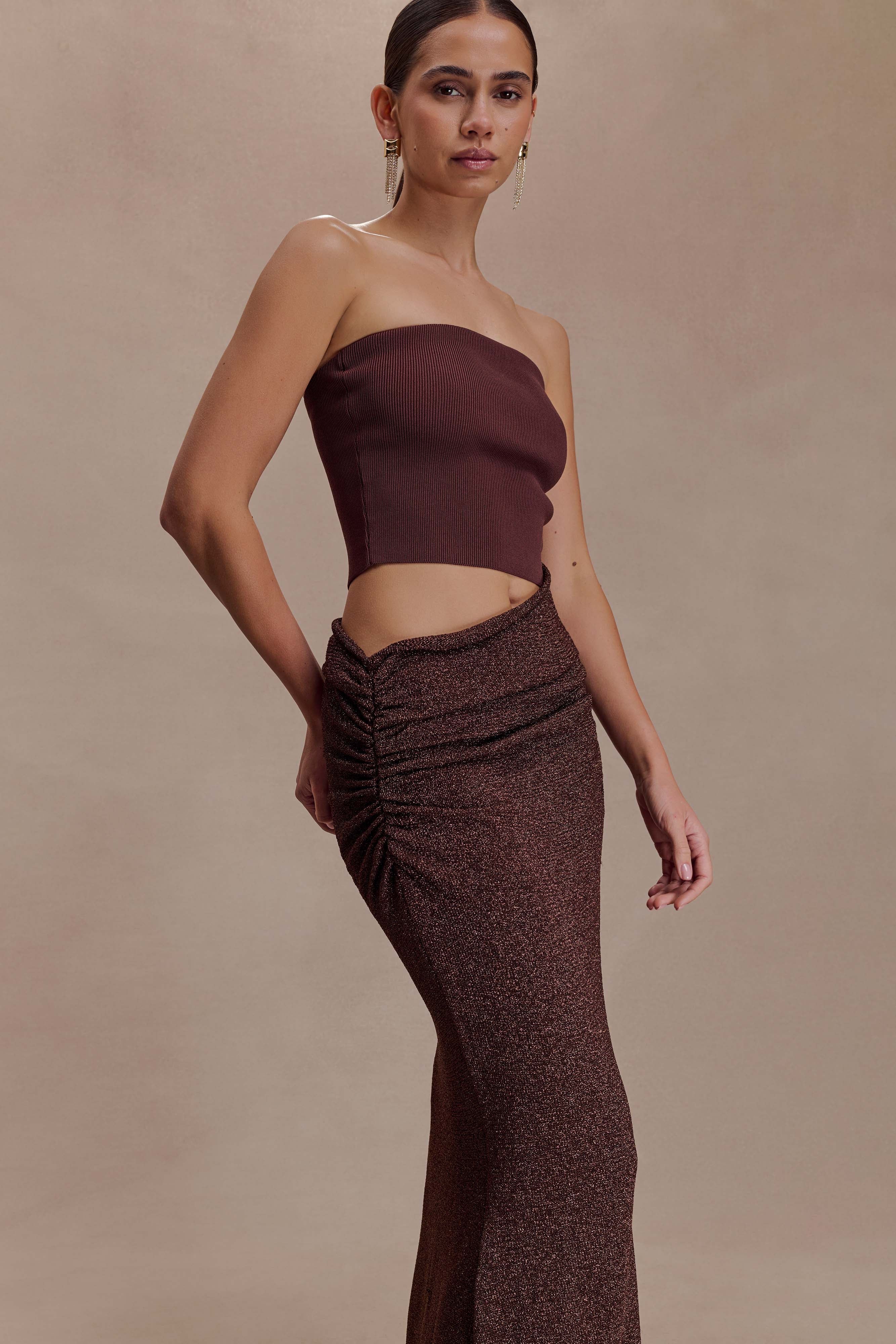 Jasiel Strapless Knit Maxi Dress Chocolate