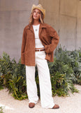 Devika Faux Suede Boxy Jacket Brown