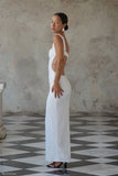 Adoria Sequin Cut Out Maxi Dress White
