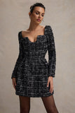 Contessa Black Boucle Long Sleeve Mini Dress