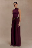 Hadleigh Sleeveless Slinky Top Burgundy