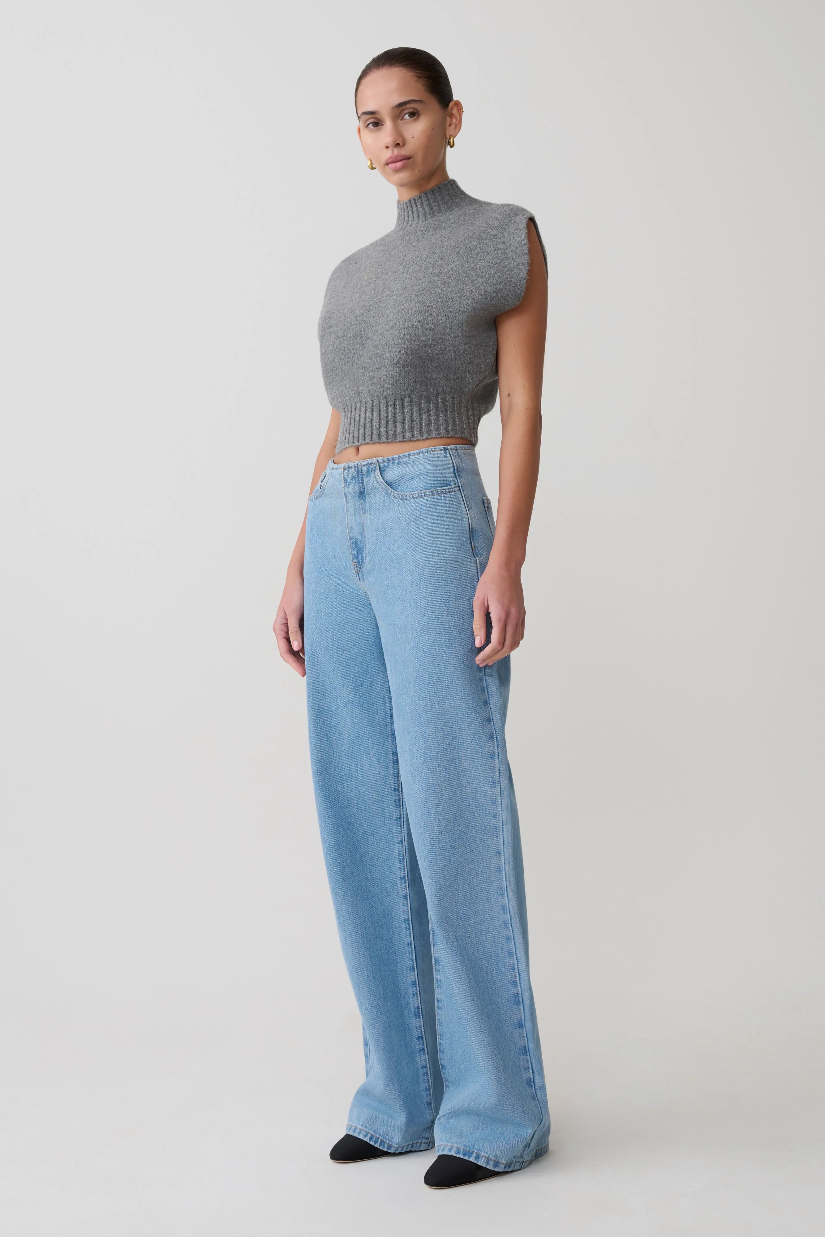 Niko Knit Oversized Top Charcoal
