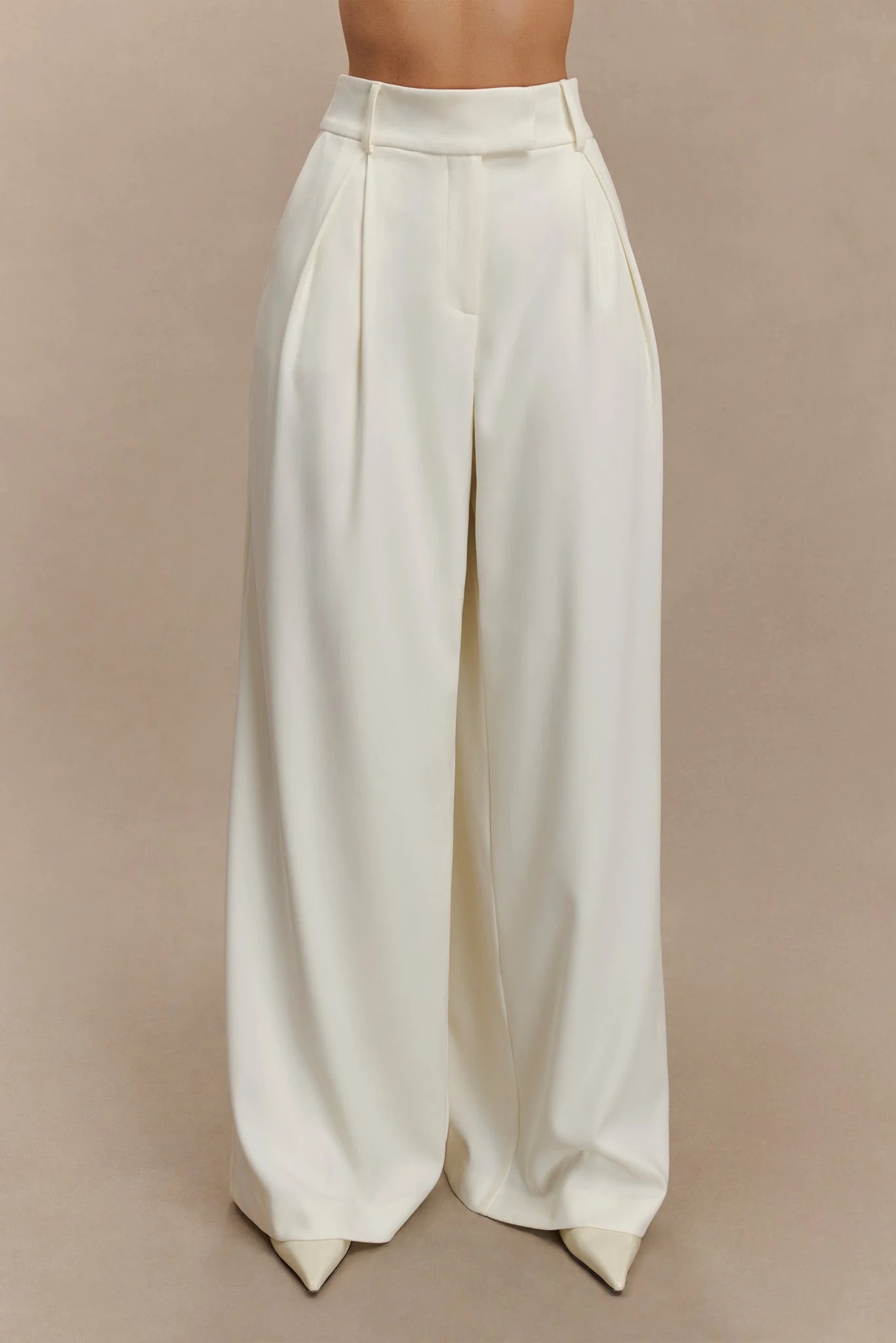 Jacqueline Pleated Wide Leg Pants Ivory